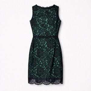 Milly Black and Green Lace Mini Dress